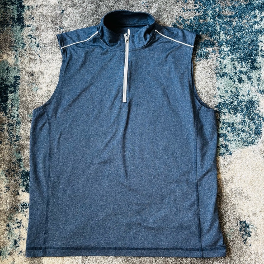 Johnnie-O Pullover Vest Golf 1/4 Zip Sleeveless Stretch Blue Men Size Medium